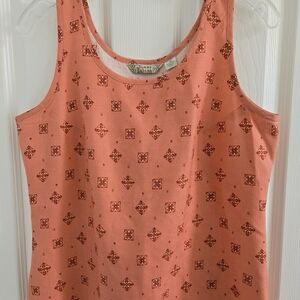 100% Silk Vintage Tommy Bahama Coral Geometric Tank Top Sz. M, Luxury, Boho